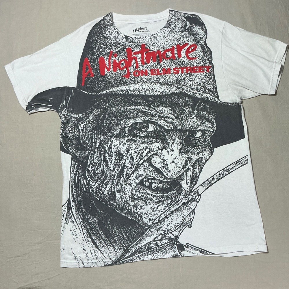 A Nightmare on Elm Street Freddy Krueger Graphic T-Shirt White Mens Medium 2018